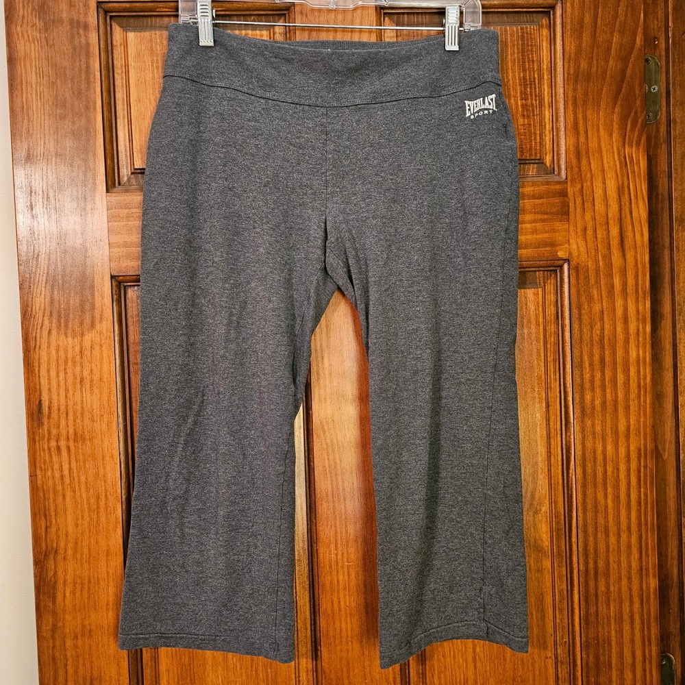 Everlast Sport Womens Gray Cropped Yoga Pants Capri Leggings Charcoal Large L